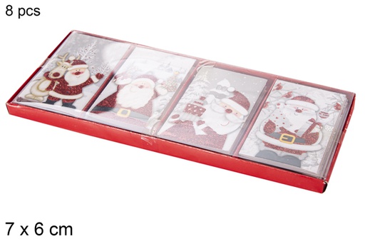 [109823] 8 CHRISTMAS GREETING CARDS ASSORTED 7X6 CM 