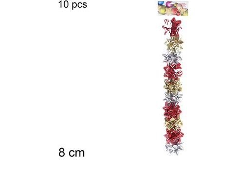 [109824] Pack 10 laços de Natal cores sortidas blister 8 cm
