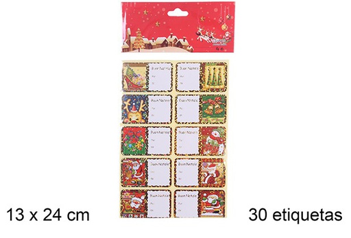 [109829] Pack 30 rótulos de Natal decorados variados 13x24 cm