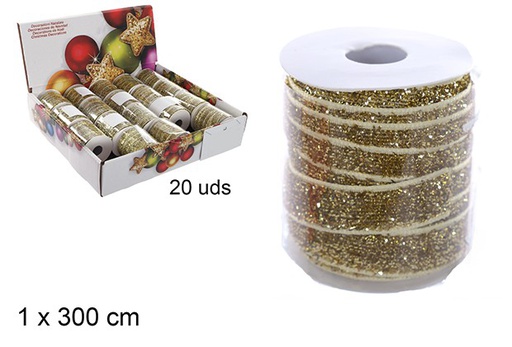 [109832] Gold velvet Christmas ribbon 1x300 cm