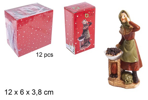 [109874] Pastorella in resina che vende castagne 14 cm