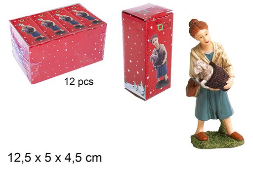 [109878] Pastorella in resina con pecora 14 cm 