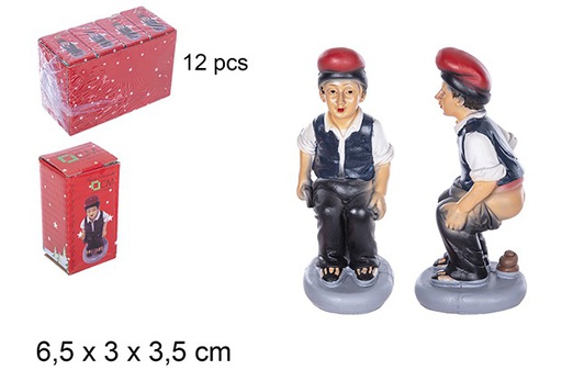 [109898] Berger avec gilet en résine faisant caca 6,5 cm