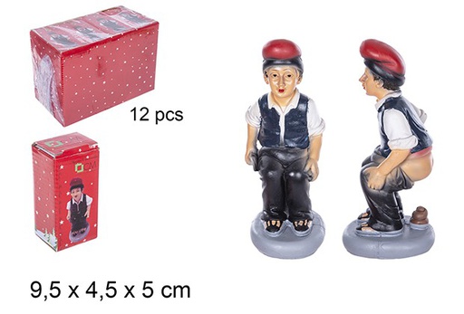 [109899] Shepherd resin with vest pooping 9,5 cm