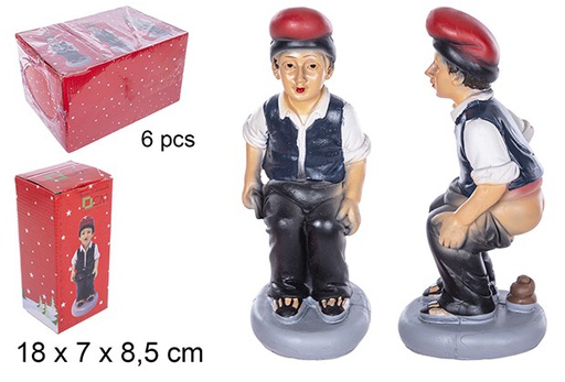 [109902] Pastor em resina com colete a cagar 18 cm