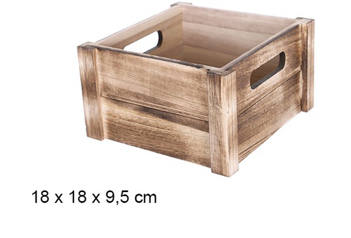 [108184] Caixa de madeira quadrada vintage 18 cm