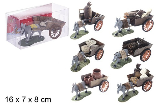 [108749] Carro con burro surtido 16x7x8 cm