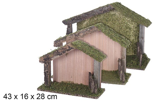 [109258] Pack 3 wooden hut 43x16 cm  