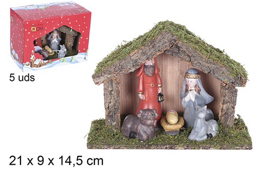 [109267] Nascita 5 pezzi presepe in legno 21x9x14,5 cm