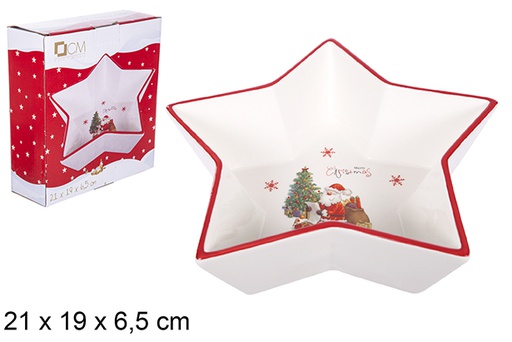 [109339] Ceramic Christmas star-shaped tray 21x19 cm