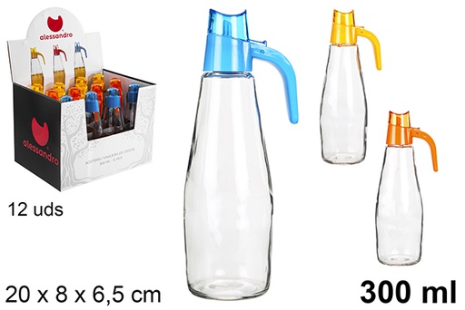 [105842] Aceitera/vinajera cristal con tapa plástico colores surtidos 300 ml