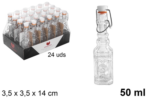 [107628] Botella cristal cuadrada tapón gaseosa 50 ml