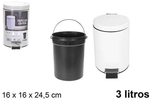 [108646] White pedal trash can 3 l.