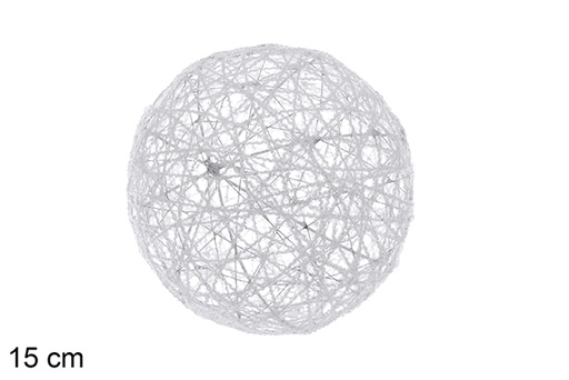 [109947] Bola Navidad trenzada blanco brillo 15 cm