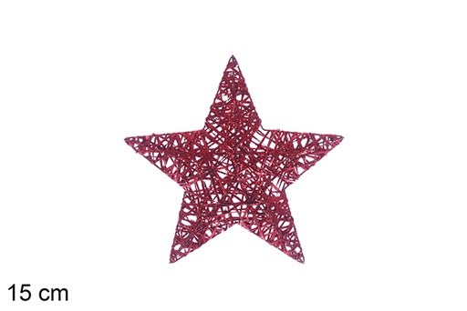 [109960] Figura estrela entrançada com glitter vermelho 15 cm