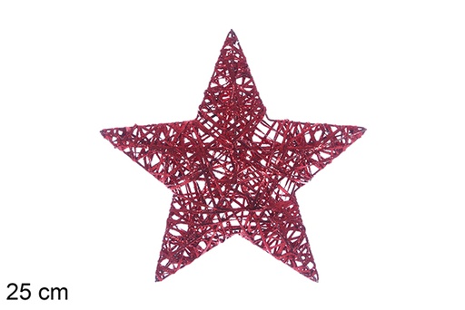 [109964] Figura stella intrecciata glitter rossa 25 cm