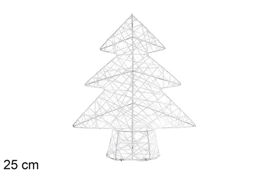 [109969] Figurine arbre tressé blanc brillant 25 cm