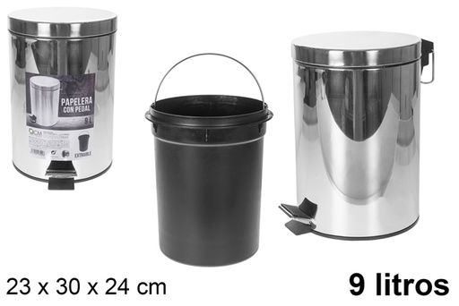 [108409] Papelera con pedal acero inoxidable 9 l.