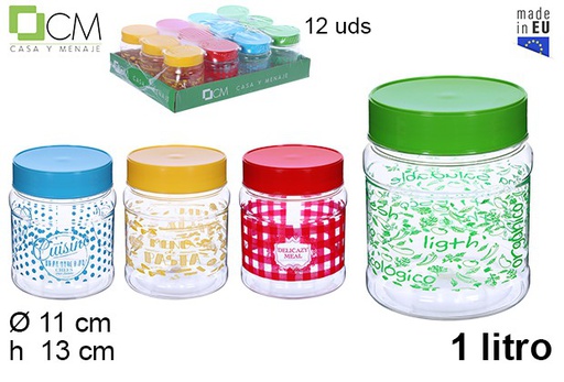 [108654] Decorated plastic jar 1 l.