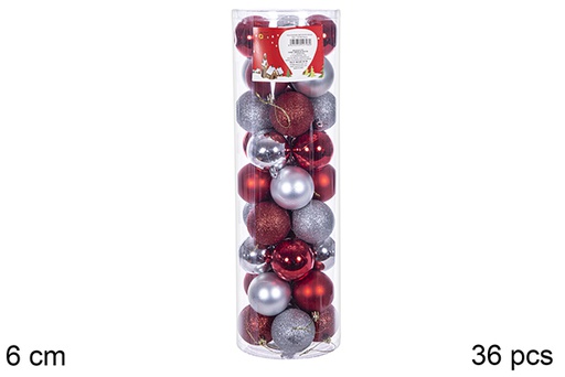 [109997] Pack 36 shiny/matte/silver bauble cylinder 6 cm 