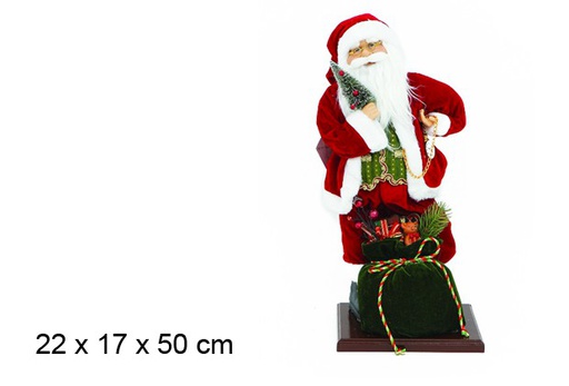 [046528] Socle en bois Père Noël avec sac 22x17 cm
