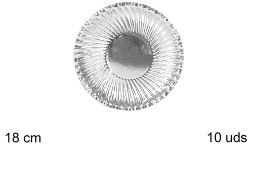 [109570] Pack 10 assiettes en papier de Noël argentées 18 cm