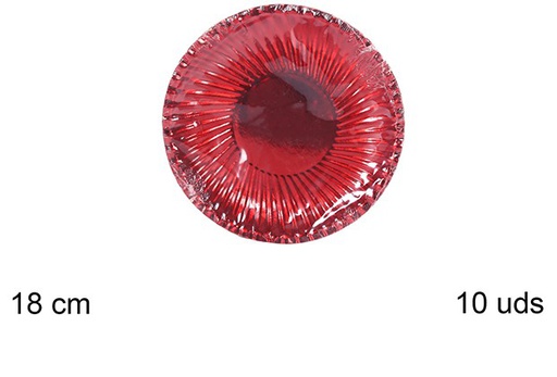 [109571] Pack 10 pratos de papel de Natal vermelhos de 18 cm