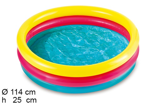 [204437] Piscina infantil 3 anillos hinchables colores 114x25cm