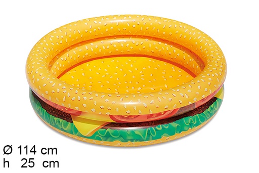 [204442] Piscina hinchable 2 anillos burguer 114 cm