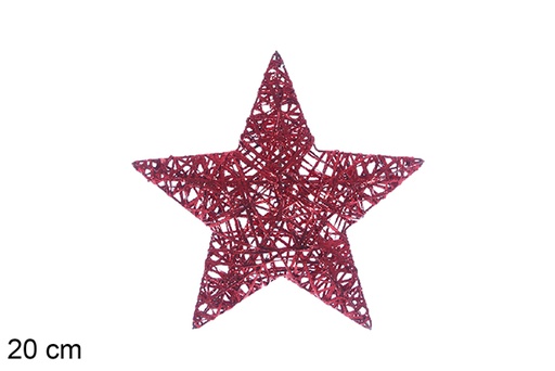 [110086] Figura de estrela trançada com glitter vermelho 20 cm