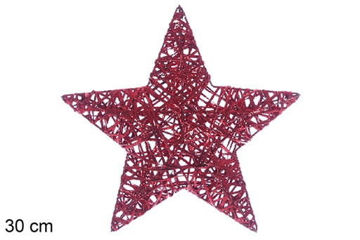 [110087] Figura stella intrecciata glitter rossa 30 cm