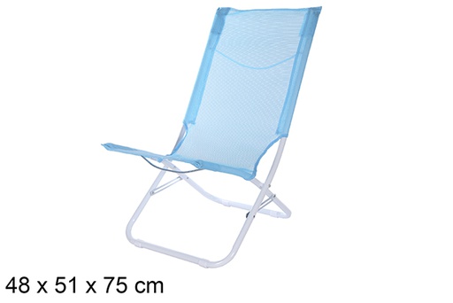 [108415] Silla playa metal blanco Fibreline azul