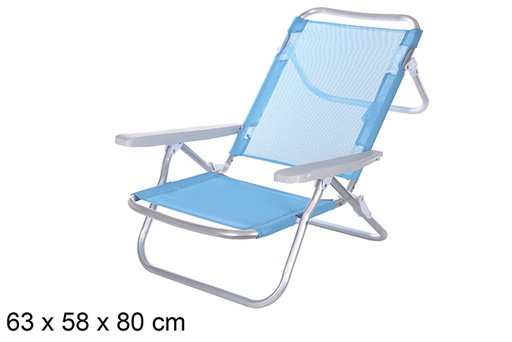 [108421] Silla playa aluminio Fibreline azul con asa