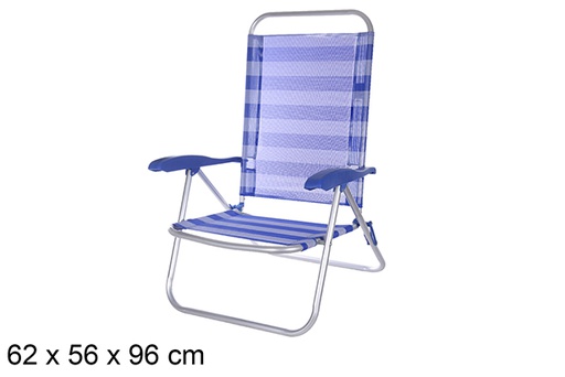 [108423] Silla playa aluminio Fibreline rayas azul/blanco