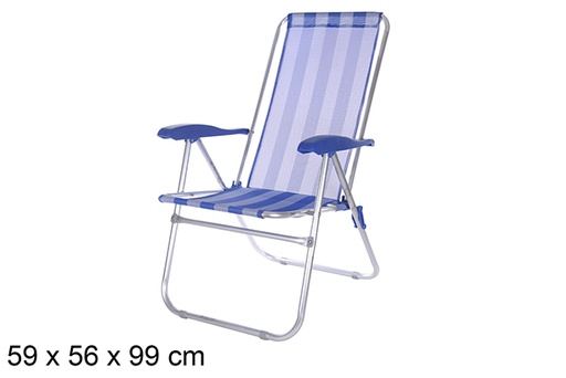 [108426] Silla playa aluminio Fibreline rayas azul/blanco