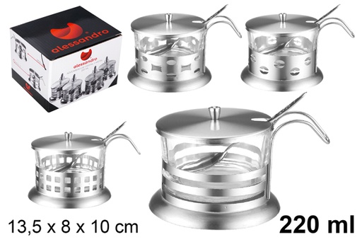 [104089] Glass and metal sugar bowl 220 ml