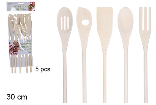 [108349] Pack 5 pá de madeira para cozinha sortido 30 cm