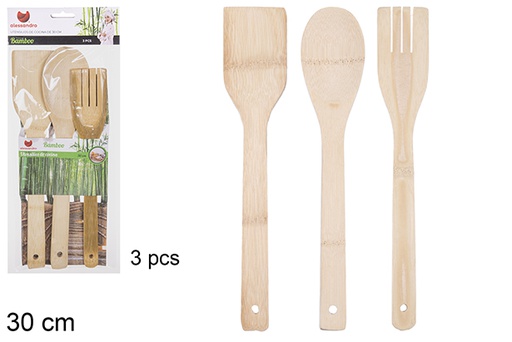 [108350] Pack 3 bamboo cutlery 30 cm