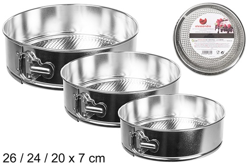 [108353] Pack 3 moules ronds amovibles en inox 20/24/26 cm