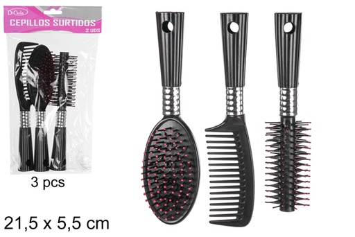 [108357] Pack 3 spazzole nere 21,5 cm