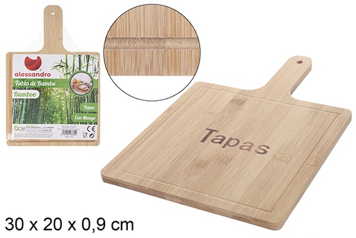 [108382] Tábua de bambu com alça para tapas 30x20 cm