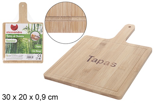 [108382] Tabla bambú con mango para Tapa 30x20 cm