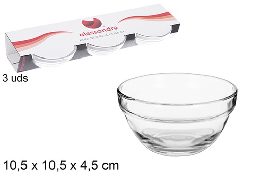 [108010] Pack 3 bowl cristal 10,5 cm