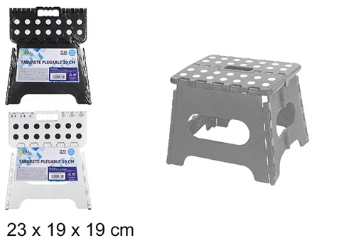 [108374] Folding plastic stool three assorted colors 19 cm