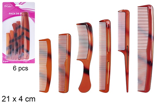 [108354] Pack 6 peines bicolor