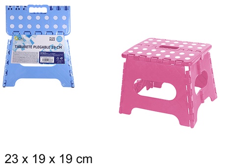 [108368] Tabouret plastique pliant deux couleurs assorties 19 cm