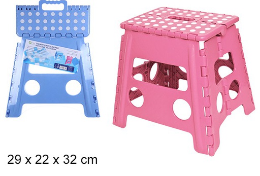 [108372] Taburete plástico plegable dos colores surtidos 32 cm
