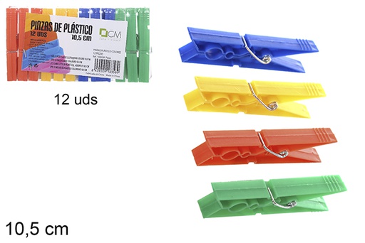 [108358] Pack 12 clip in plastica colorata 10,5 cm