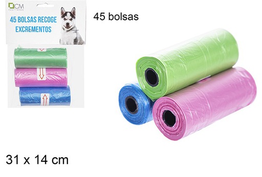 [108030] Sac à excrément pour chiens couleurs assorties 45 unités
