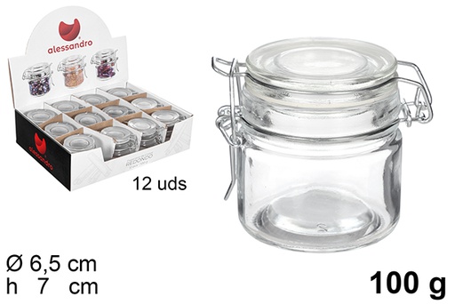 [101015] Pot en verre hermétique avec étagère à épices ronde 100 gr.